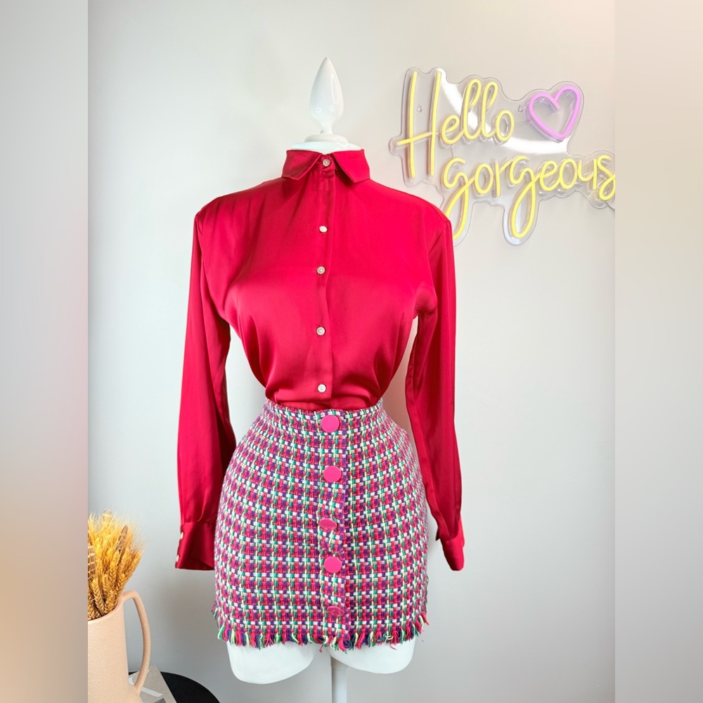Zara red satin shirt